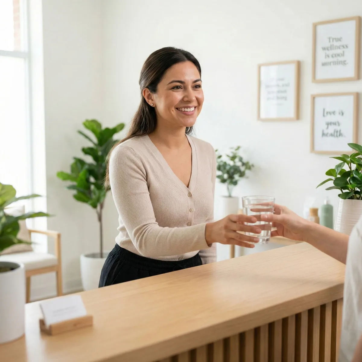 AI receptionist managing wellness center appointments with practitioner coordination