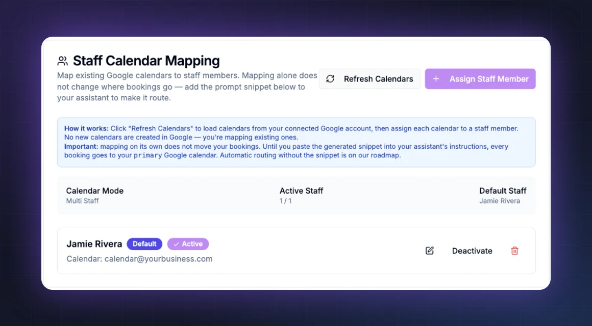 Map Calendars to Your Team